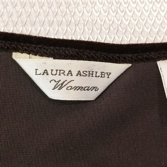 Laura Ashley 1X Skirt Shell Set Chocolate  Brown Velour Velvet Career Old Money - Picture 5 of 8